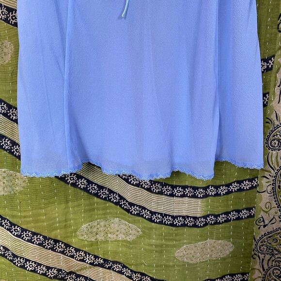 RARE Y2K Victoria's Secret Cornflower Blue Silk Milkmaid Slip Dress Size Large - Picture 6 of 16